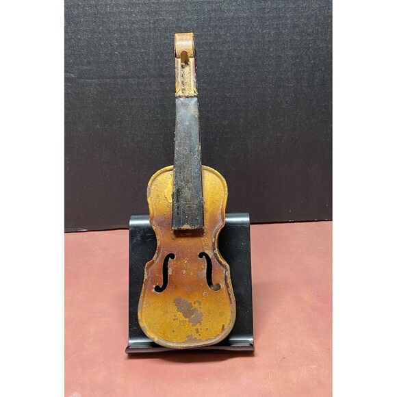 Vintage 10.5" Tin Toy Violin Made in Czecho-Slovakia Wooden Neck No String READ - Picture 1 of 16